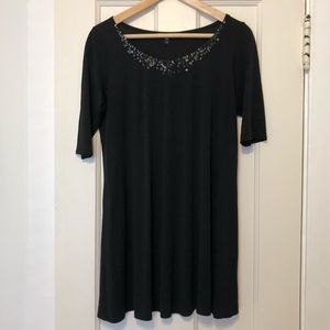 Eileen Fisher Black Silk Dress with Sequin Detail